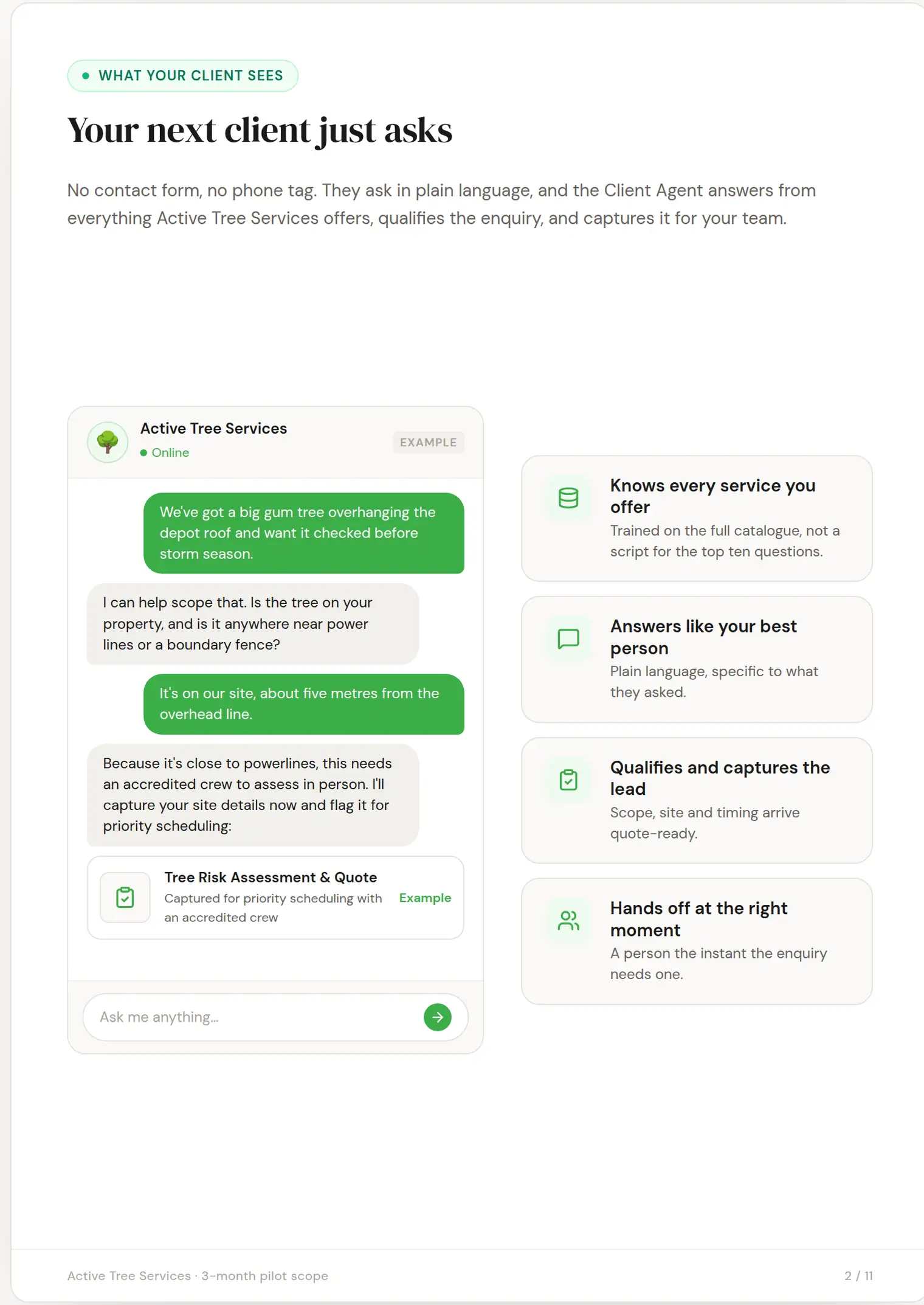 Active Tree Services slide 2: Your next client just asks
