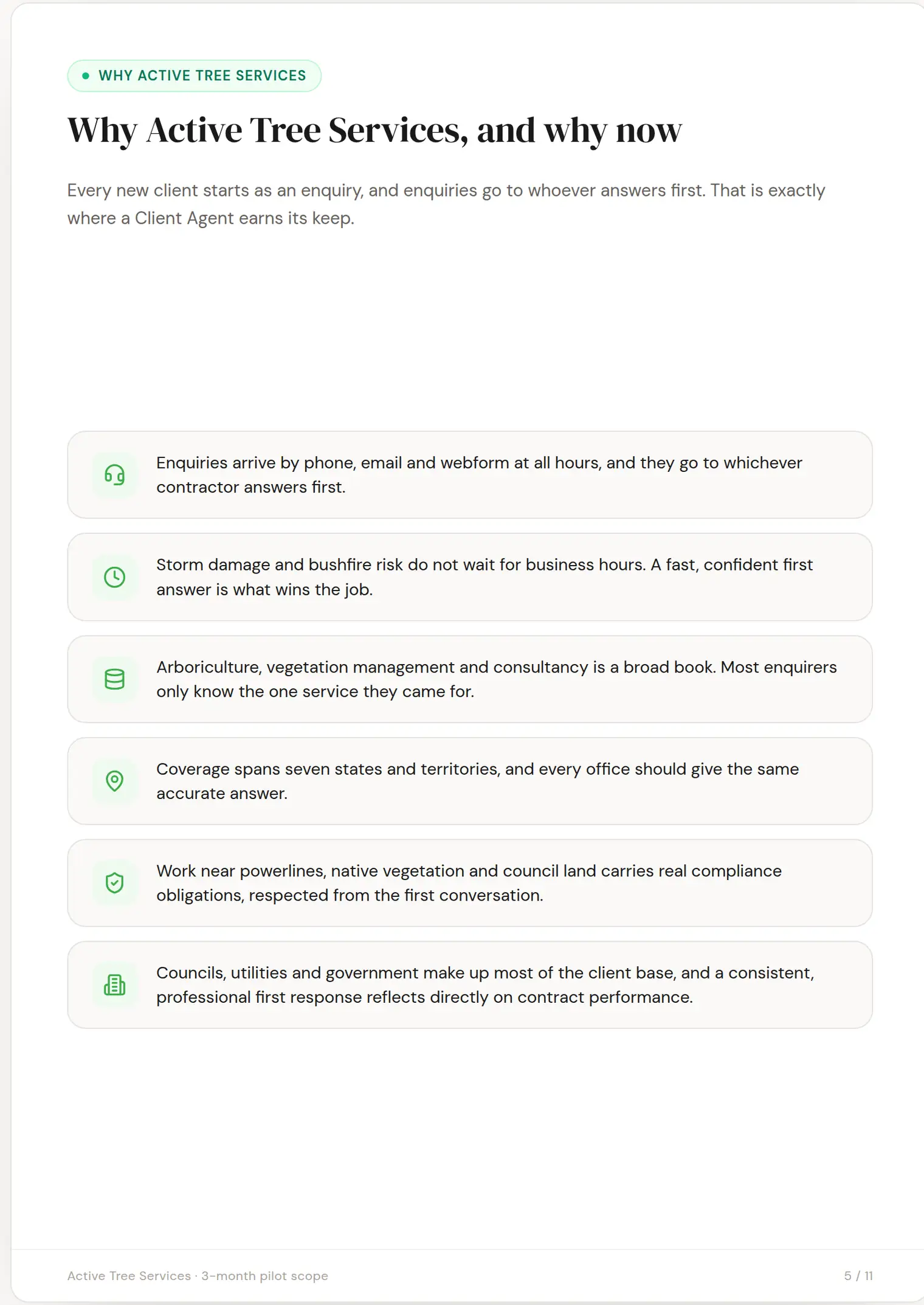 Active Tree Services slide 5: Why Active Tree Services, and why now