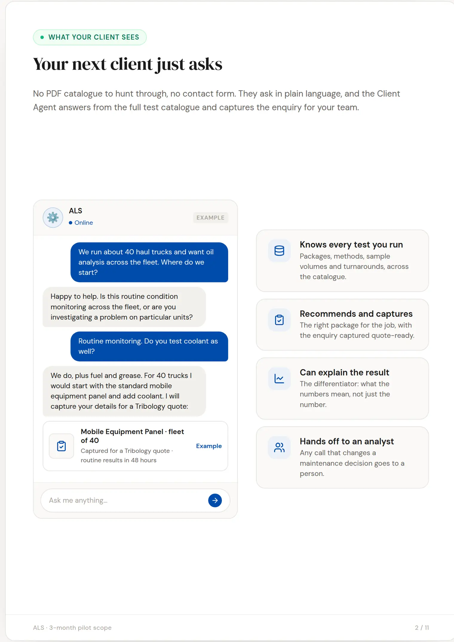 ALS slide 2: Your next client just asks