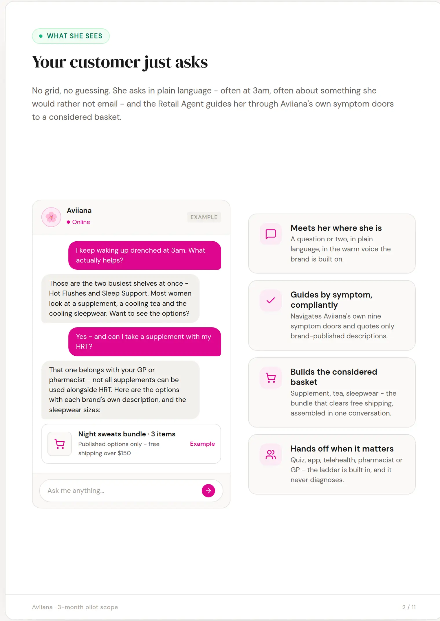 Aviiana slide 2: Your customer just asks