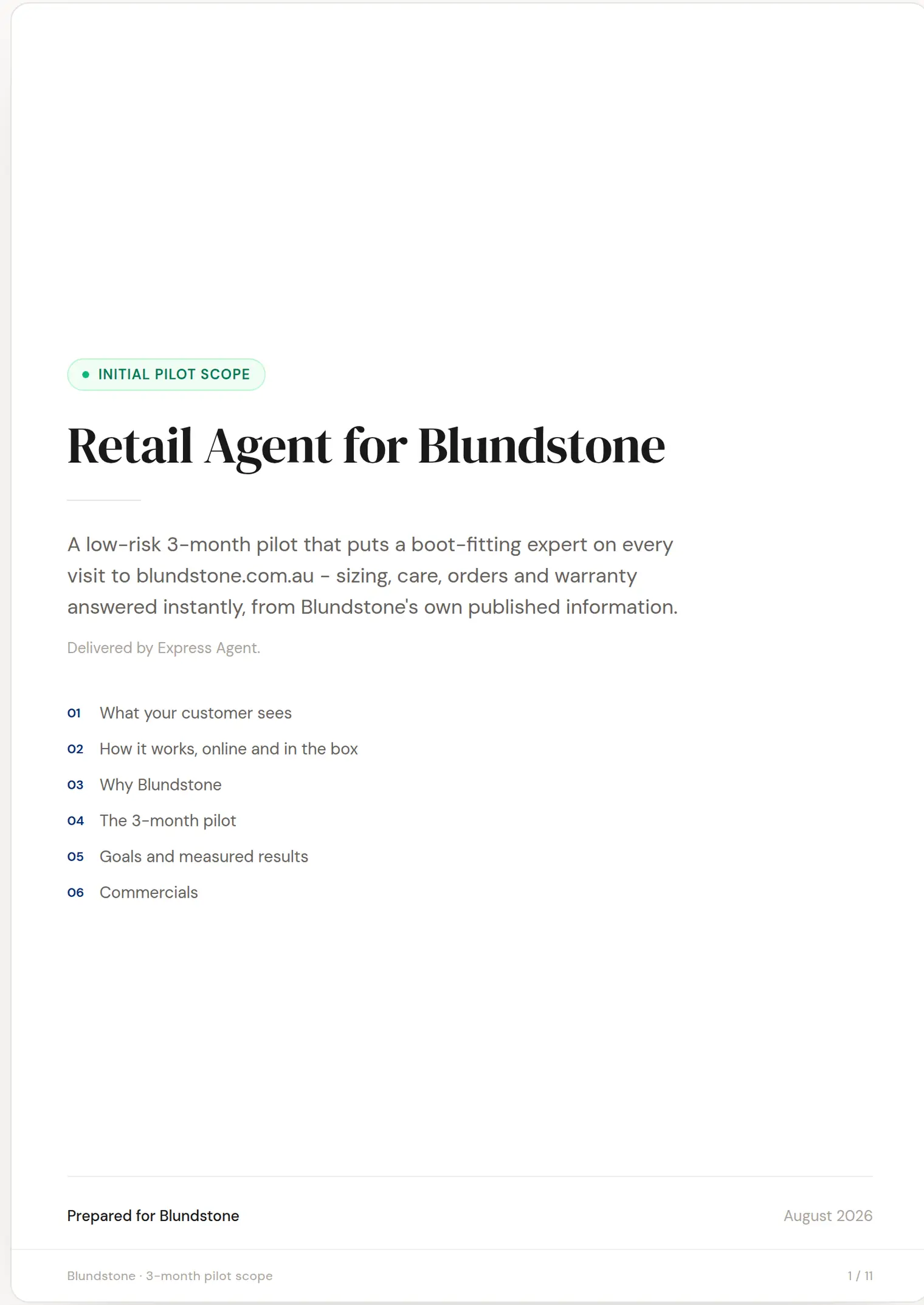 Blundstone slide 1: Retail Agent for Blundstone