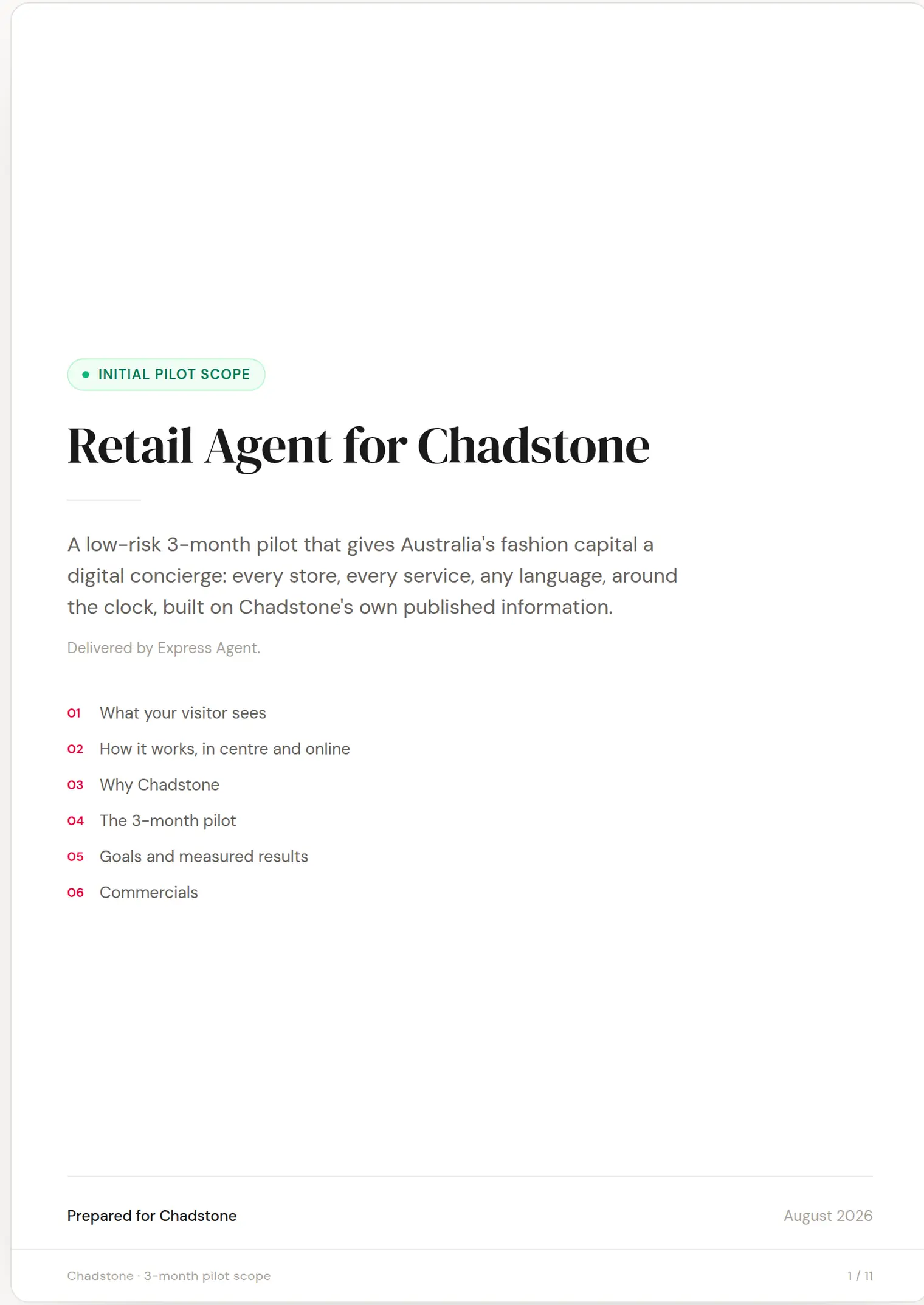 Chadstone slide 1: Retail Agent for Chadstone