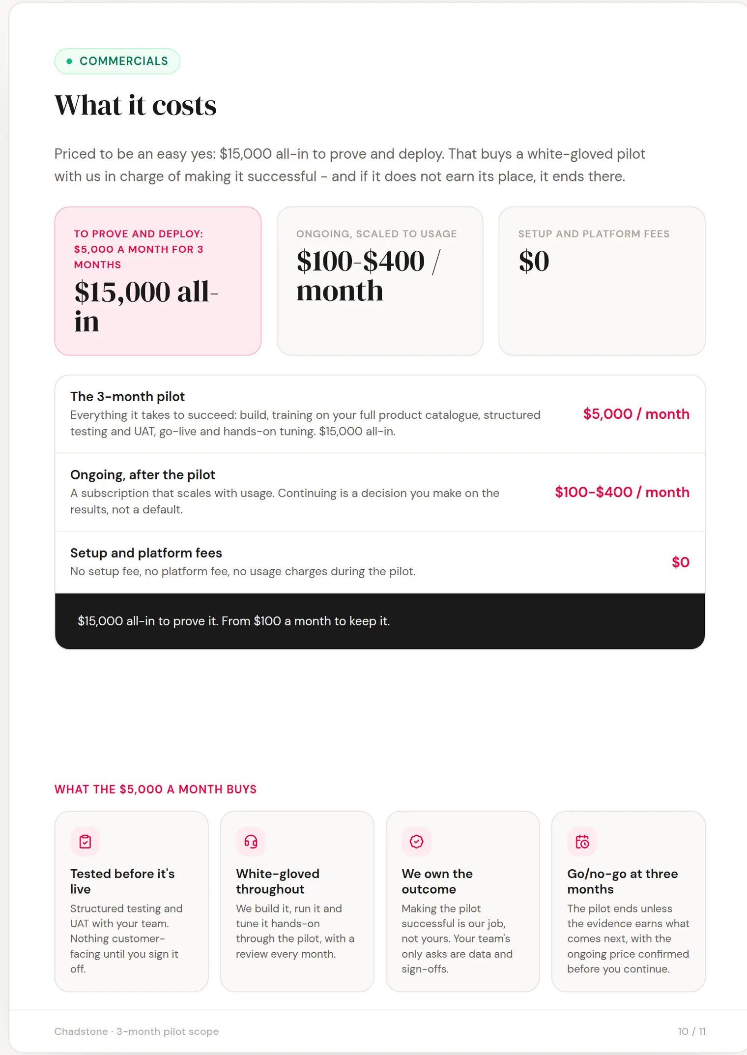 Chadstone slide 10: What it costs