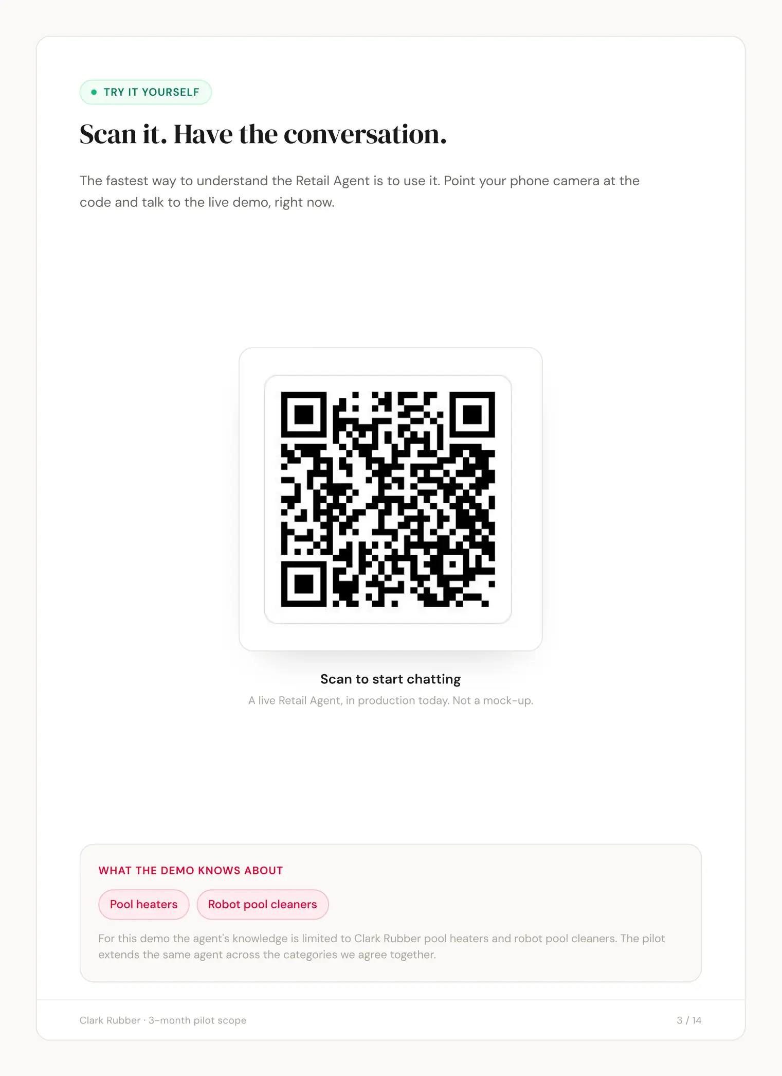 Clark Rubber slide 3: Scan it. Have the conversation.