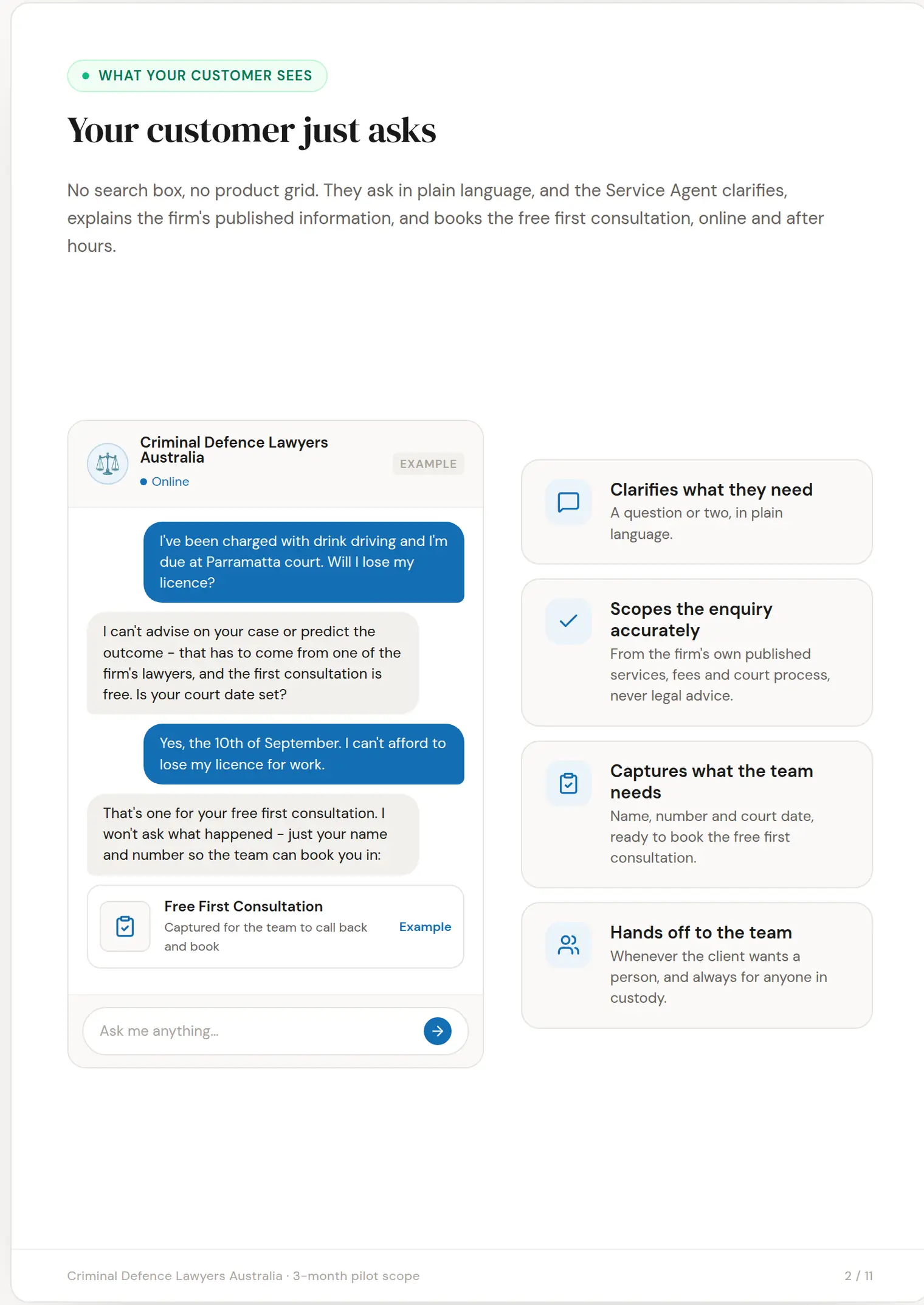 Criminal Defence Lawyers Australia slide 2: Your customer just asks
