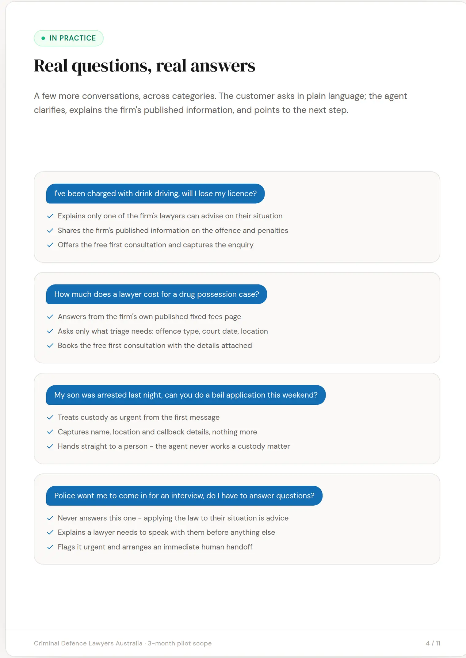 Criminal Defence Lawyers Australia slide 4: Real questions, real answers