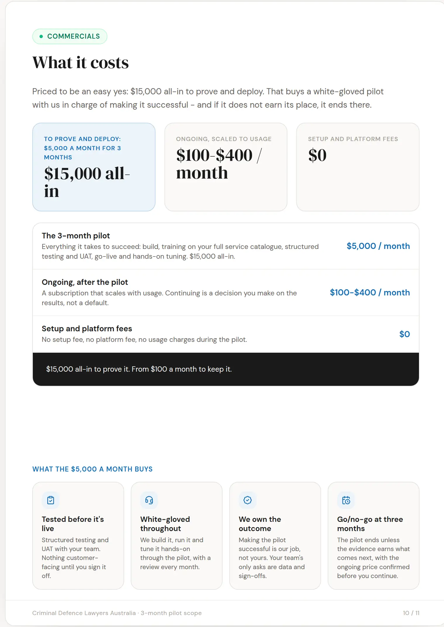 Criminal Defence Lawyers Australia slide 10: What it costs