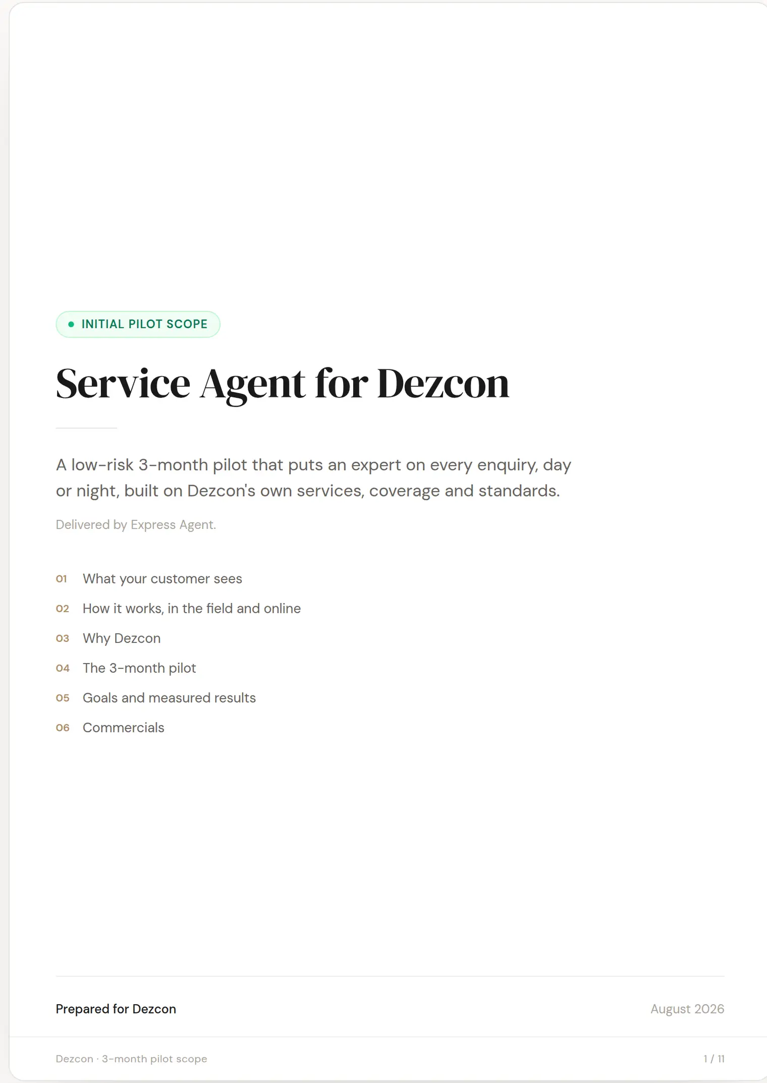 Dezcon slide 1: Service Agent for Dezcon