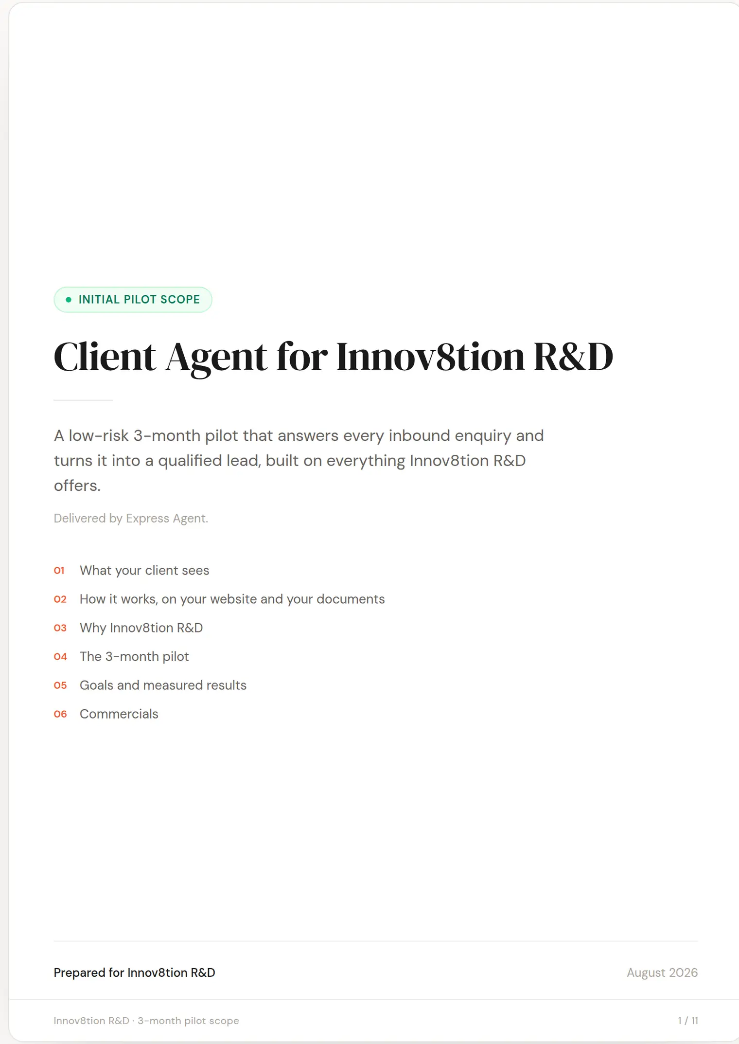 Innov8tion R&D slide 1: Client Agent for Innov8tion R&D