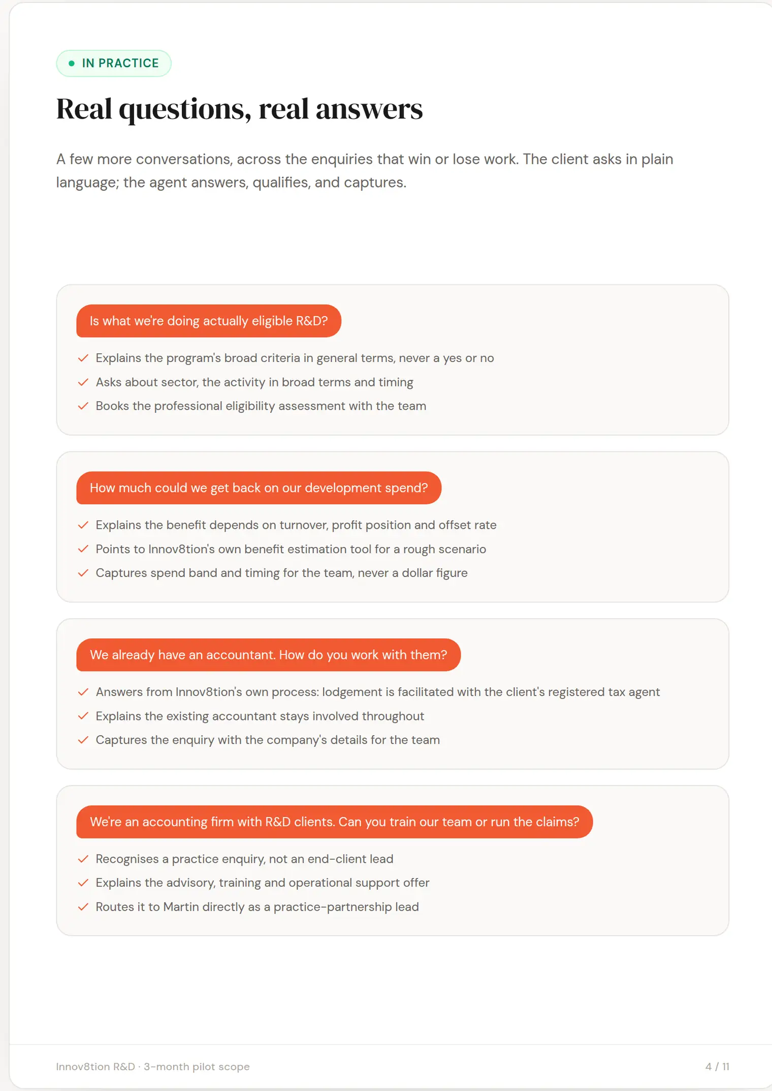 Innov8tion R&D slide 4: Real questions, real answers