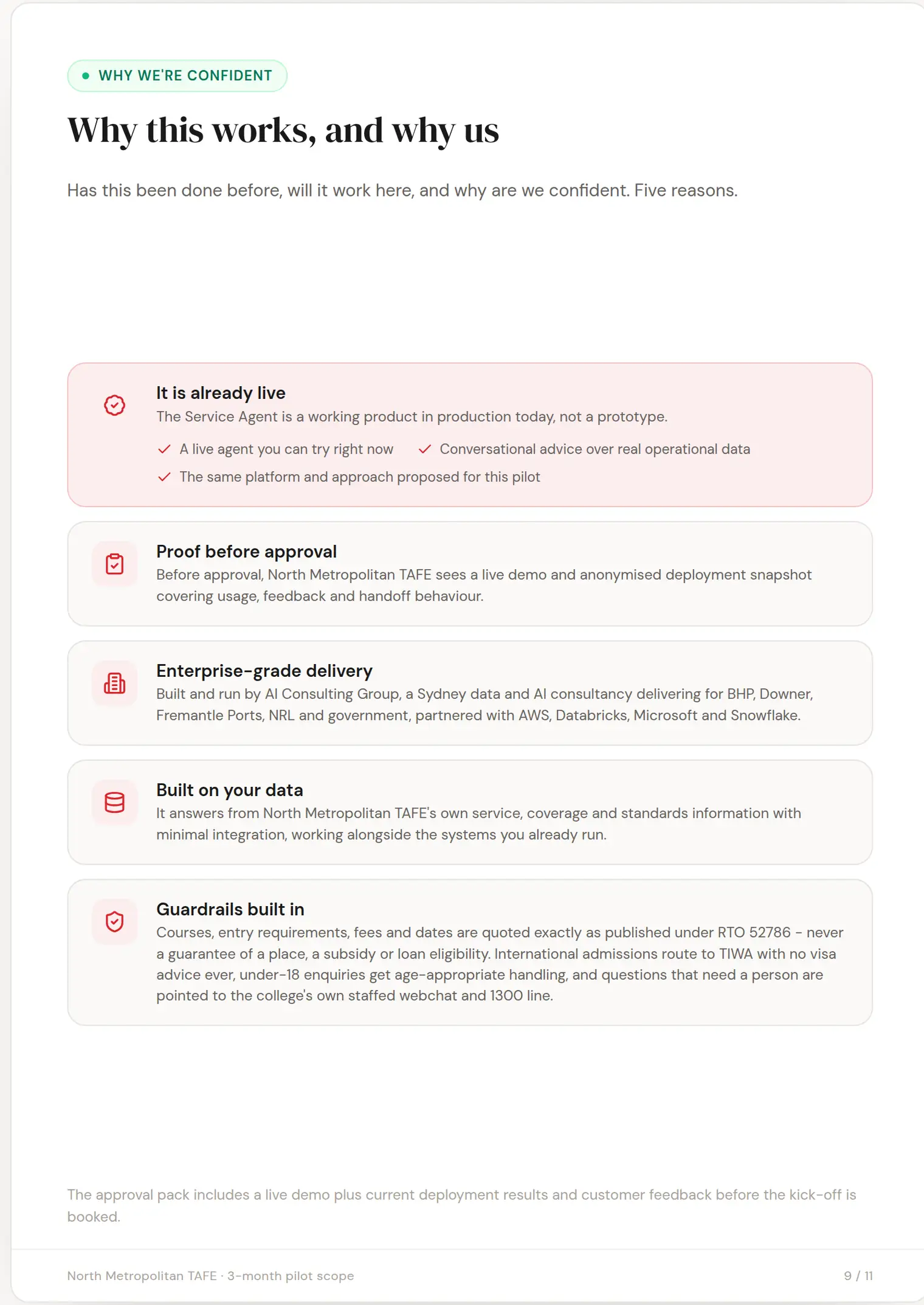 North Metropolitan TAFE slide 9: Why this works, and why us