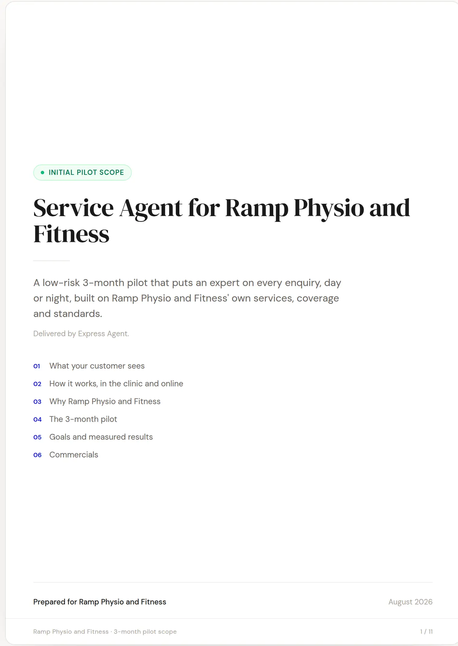 Ramp Physio and Fitness slide 1: Service Agent for Ramp Physio and Fitness
