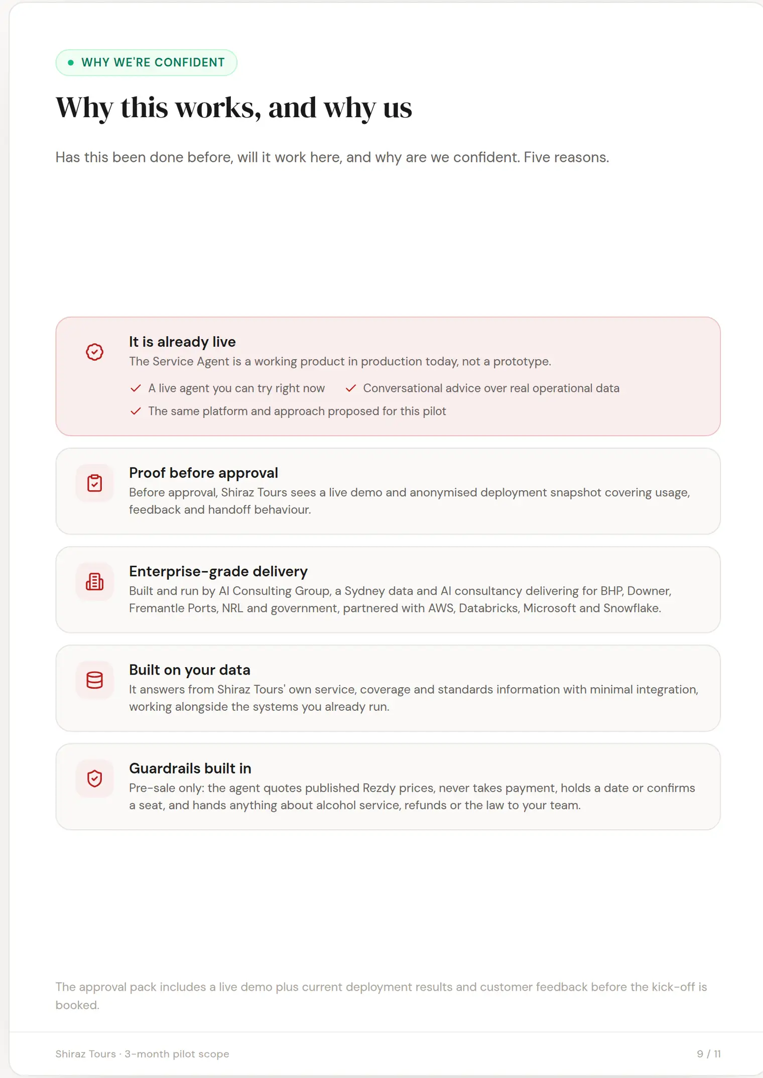 Shiraz Tours slide 9: Why this works, and why us