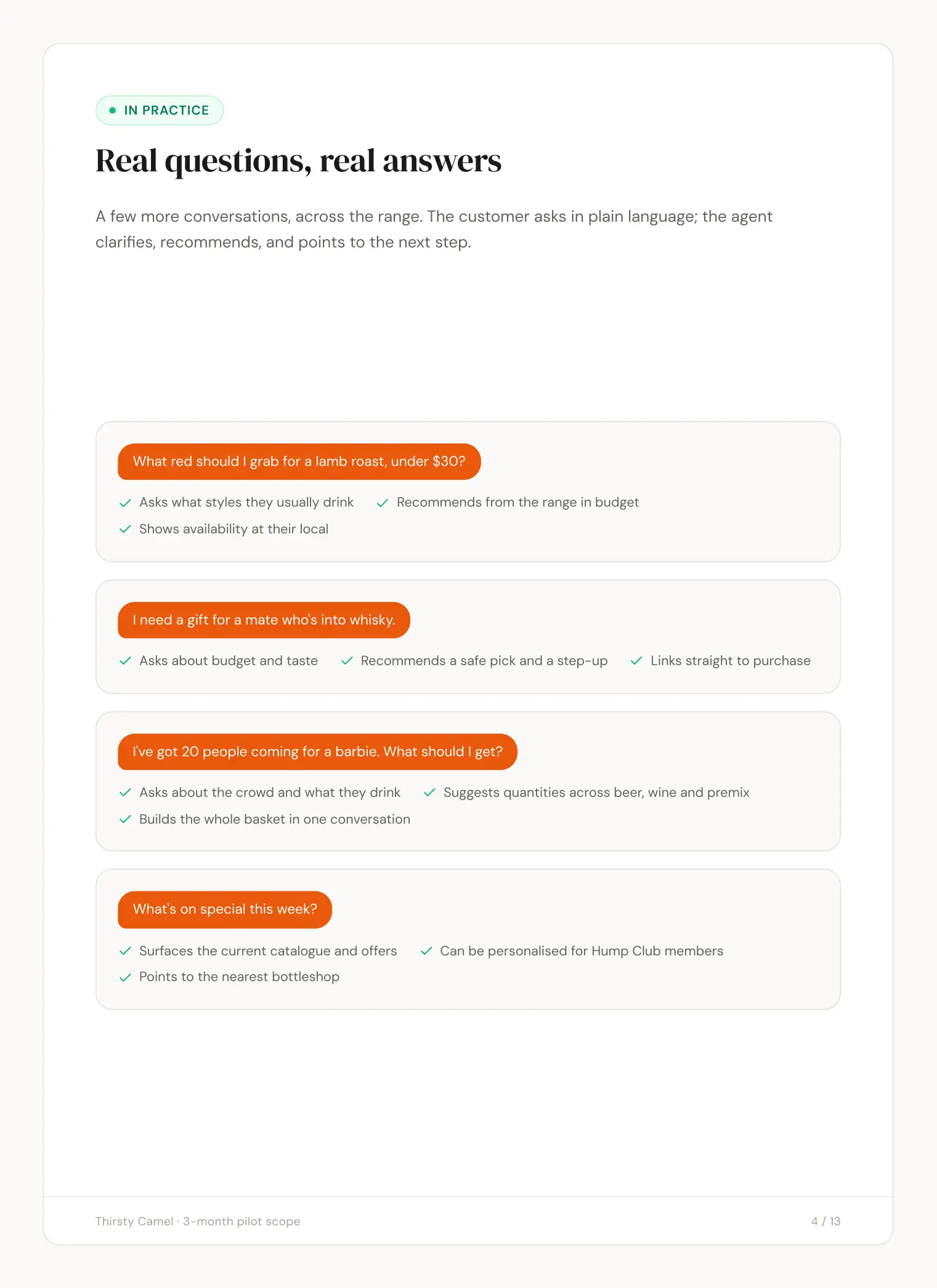 Thirsty Camel slide 4: Real questions, real answers